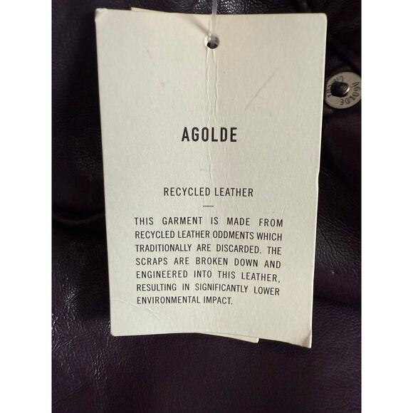 AGOLDE 90s Recycled Leather Pinch Waist Trousers Women’s Sz 26 Purple Pants NWT - Picture 11 of 13